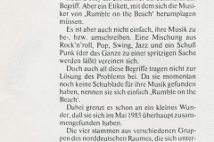 Presse – Rumble On The Beach Archiv - Presseinfo - 1986