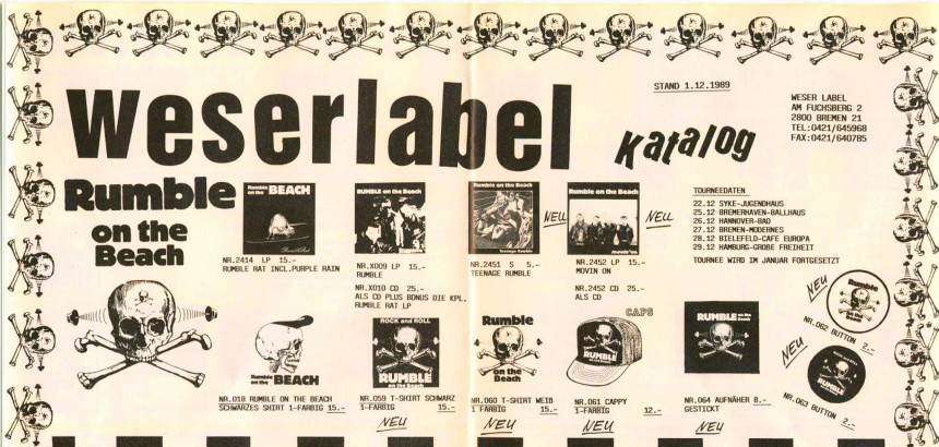Ausschnitt, Weser Label Katalog von 1989 !