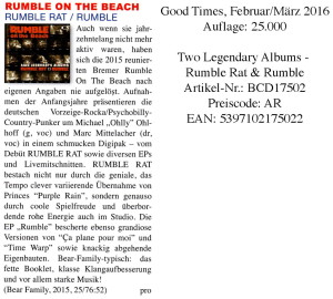 Rumbel On The Beach - Good Times - Februar/März 2016
