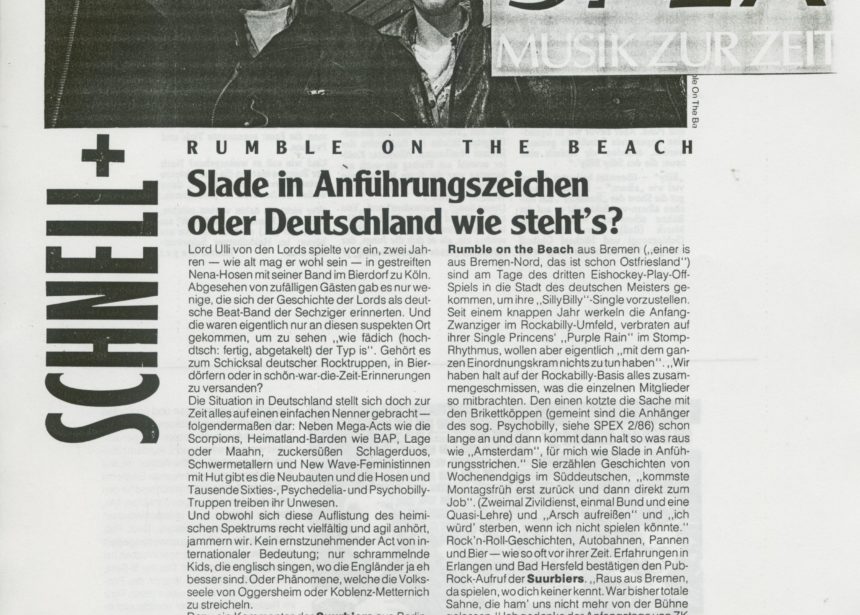 Presse – Rumble On The Beach Spex Interview 1986 – Spex 1986